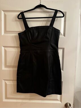 Abercrombie & Fitch Black Faux Leather Square-Neck Mini Dress